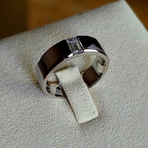 Platinum 3×5mm lab baguette diamond band
